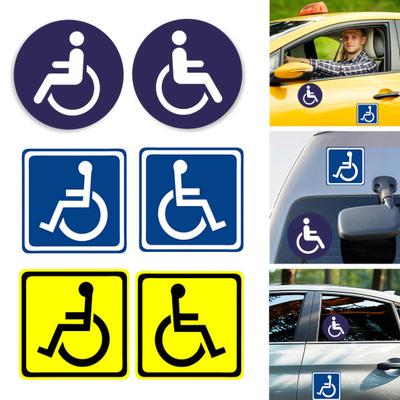 5Pcs Behindertenzugang Aufkleber Durable Vinyl UV-beständig Wasserdicht Leichte Sichtbarkeit Rollstuhl Symbol Aufkleber