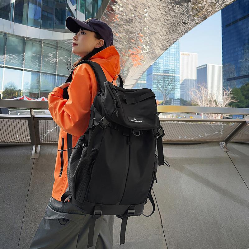 Large capacity travel bag tide brand solid color backpack sports tooling mountaineering bag male college student high school student schoolbag
