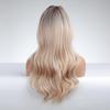 EASIHAIR Long Golden Blonde Ombre Wavy Synthetic Wigs for Women Cute Natural Hair Wigs with Bangs Heat Resistant Wigs Cosplay