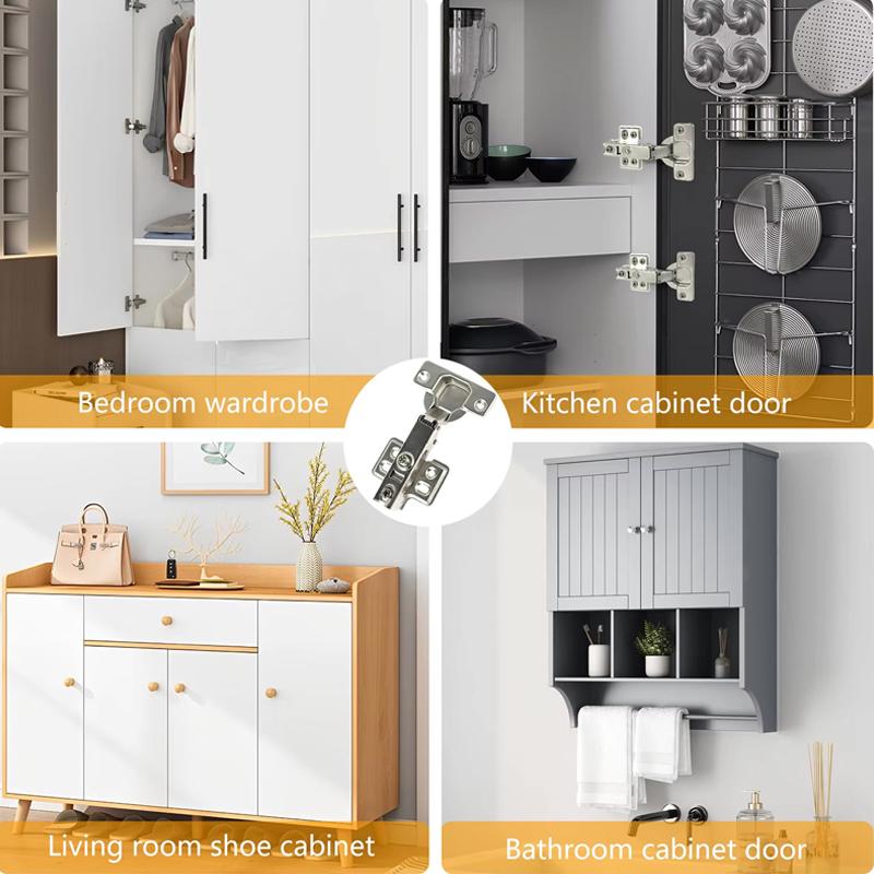 10pcs Door Hinge Stainless Steel Cabinet Door Hinges Buffer Soft Close Quiet Wardrobe Door Concealed Hinges