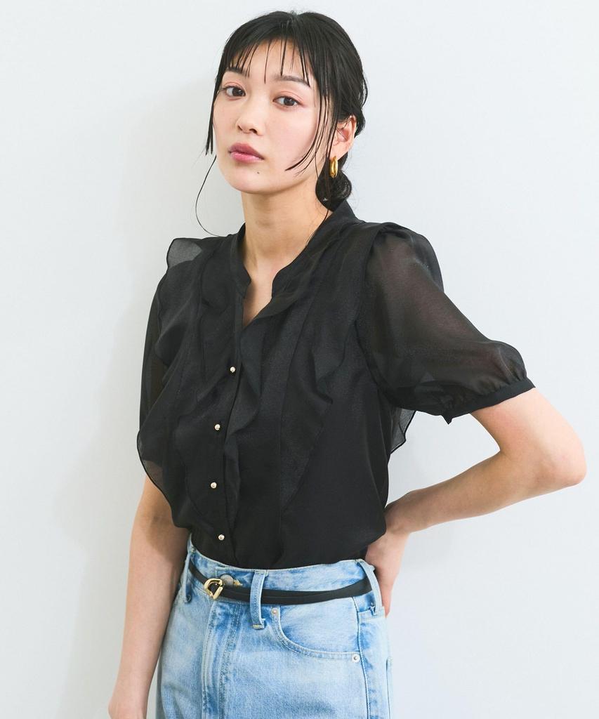 balloon sleeve peplum white [BIS] Cool-to-the-touch shirt, women's, (11)