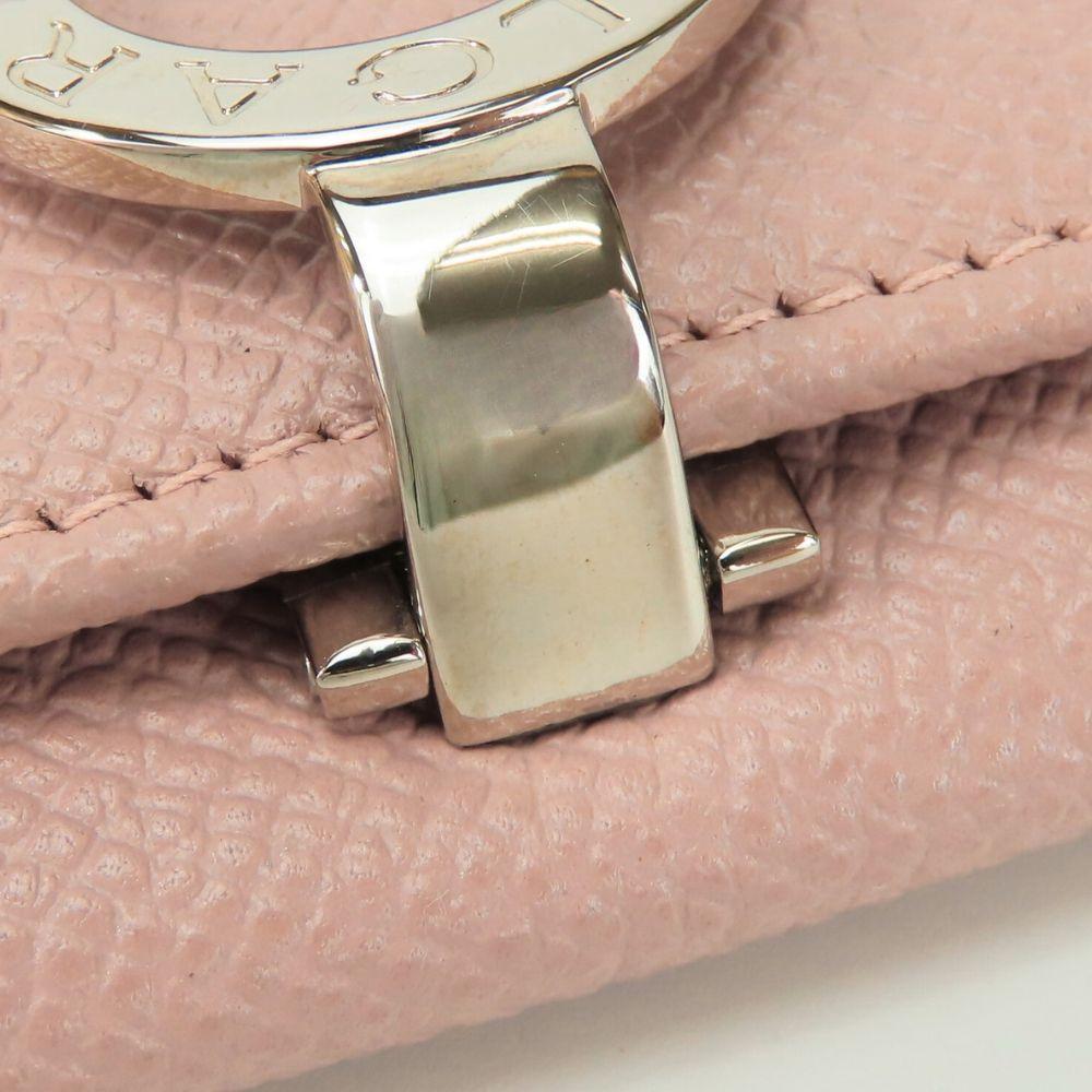 Used BVLGARI Card Case Bulgari Bulgari leather pink beige Clip type
