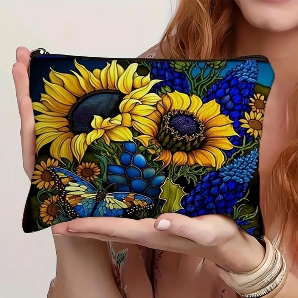 Double-sided Printed Flower Makeup Bag Floral Cosmetics Storage Bag Toiletries Organizer  Travel