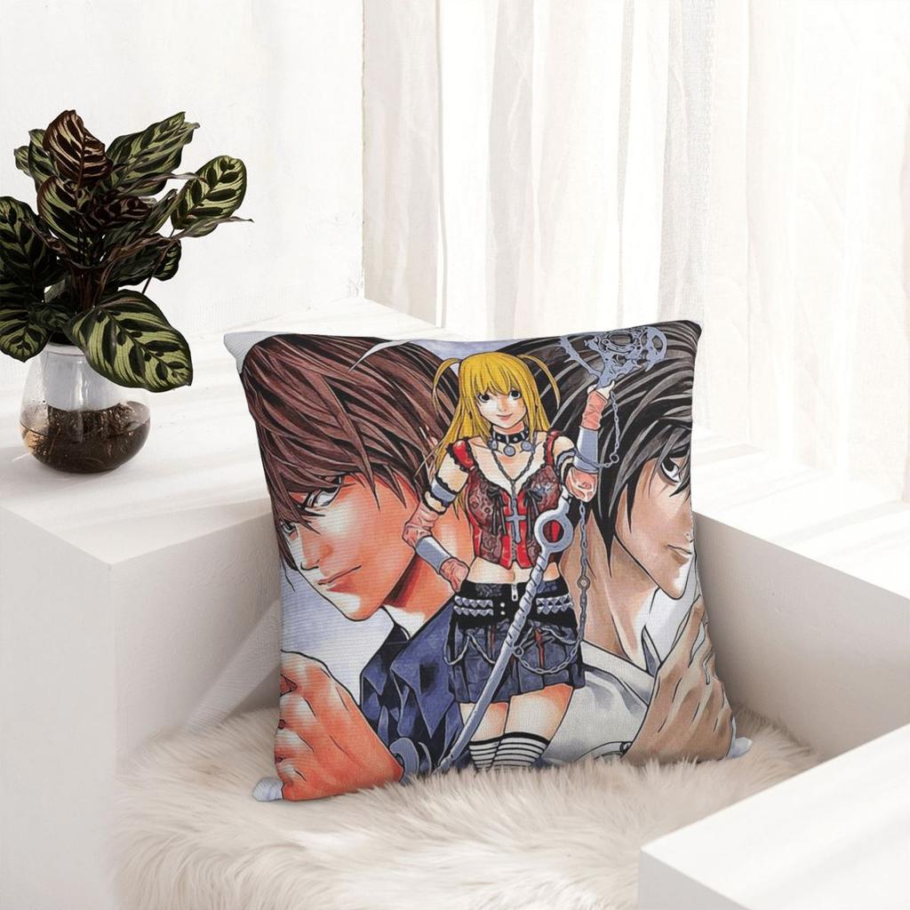 Anime Death Note Quadratische Kissenbezüge Wohnzimmer Manga Lawliet L Light Yagami Kissenbezug Dekorative Zierkissenhülle 45*45