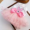 Vestido Princesa para Animal de Estimação com Padrão de Coelho Laço Vestido de Primavera para Pet Saia Bufante para Cão na Páscoa Domingo de Páscoa