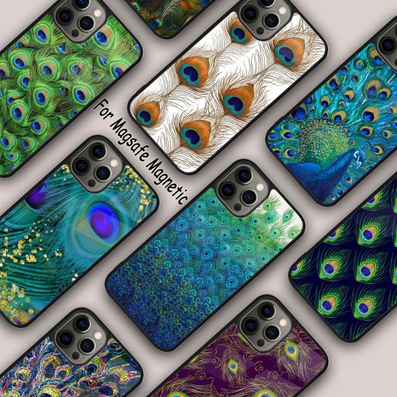 Peacock Feathers Magnetic Phone Case For APPLE iPhone 17 Air 16 14 13 12 Pro Max 15 Plus Wireless Charge With MagSafe Cover