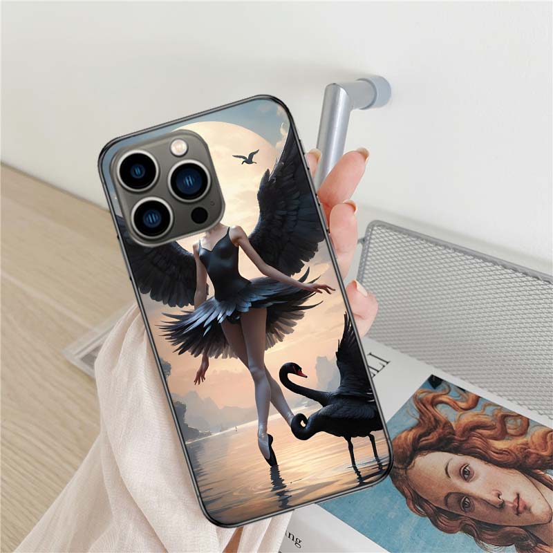 Cygne Noir Phone Case For Iphone 17 Air 16 15 Pro Max 14 Plus 16E Coque 13 Pro 12 Mini 11 Clear Cover Silicone Cute Shell Soft C