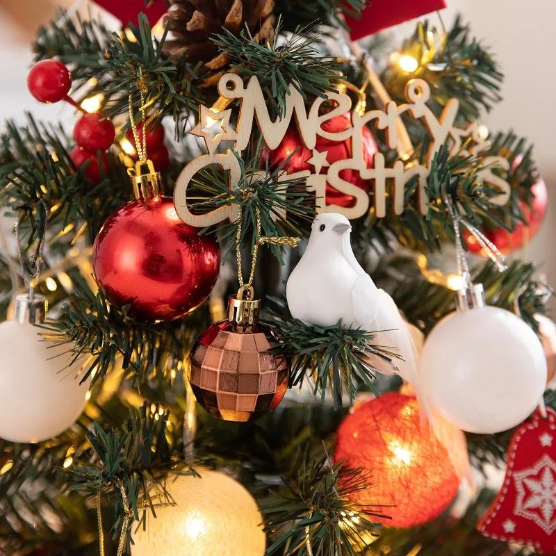 Mini Table Top Christmas Tree with LED Light Ornaments Small Tabletop Christmas Tree Artificial Christmas Home Decorations