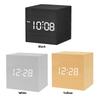 Wooden Digital Alarm Clock Voice Control Electronic Desktop Clock USB/Battery Powered LED Clock Art Ornament for Home Decoration