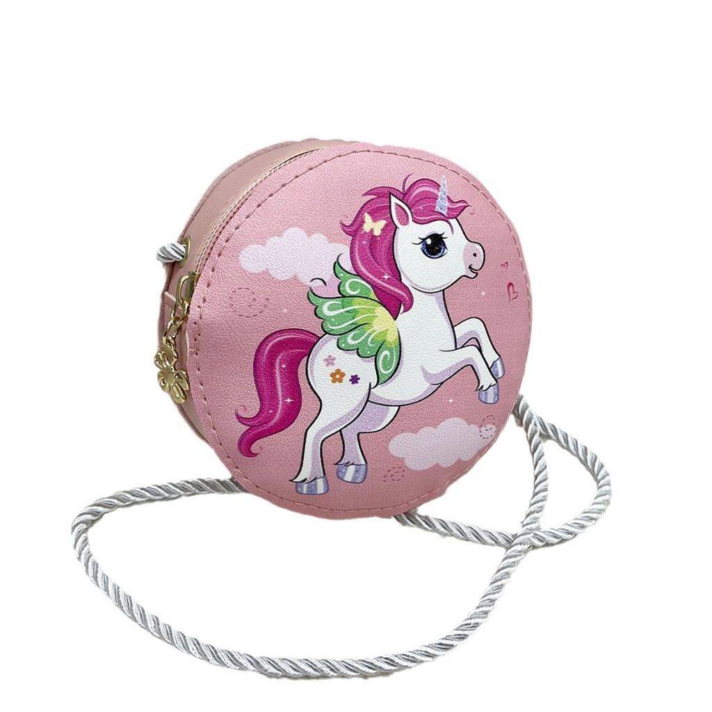 Pony Cute Cartoon Mini Slung Small Round Bag Kindergarten Polyester Shoulder