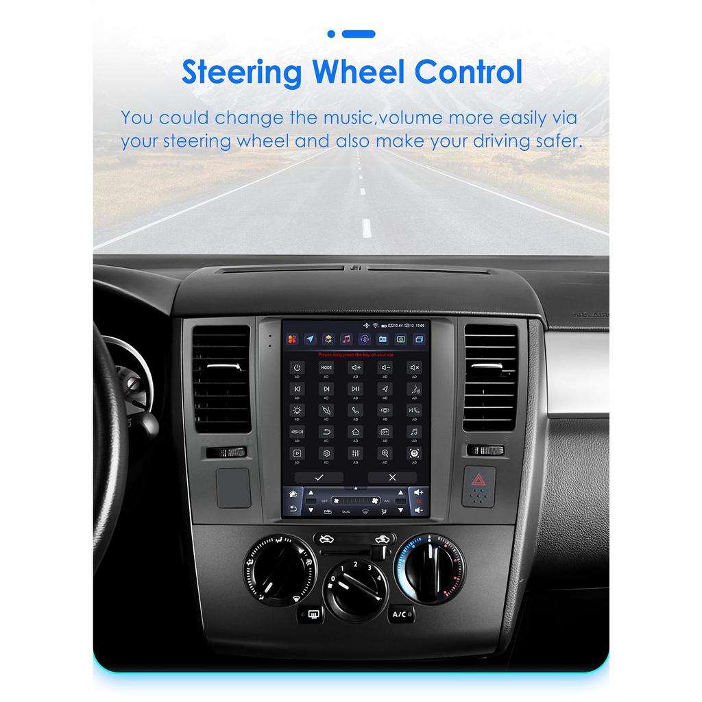 OSSURET Android-Autoradio für Nissan Tiida C11 2004–2013 Multimedia 9,7 Zoll vertikaler Bildschirm Carplay Android Auto Intelligenter Multimedia-Player RDS