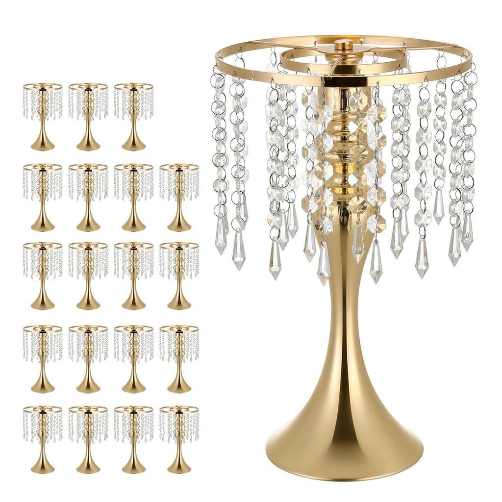 20 PCS Wedding Flower Vase, 33.5 cm Tall Flower Table Centerpieces, Crystal Banquet Vases Easy Installation, Electroplated Finish, Versatile