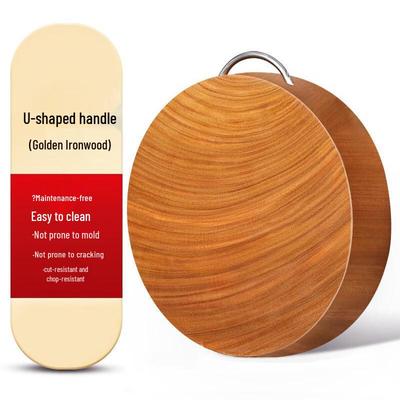 Xigangshi Ironwood Round Chopping Board with U-Handle