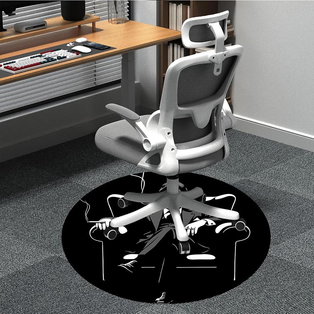 1pc Scarface Carpet, Round Non-Slip Durable Large Size Office Carpet, Suitable for Office, Beautiful Decoration