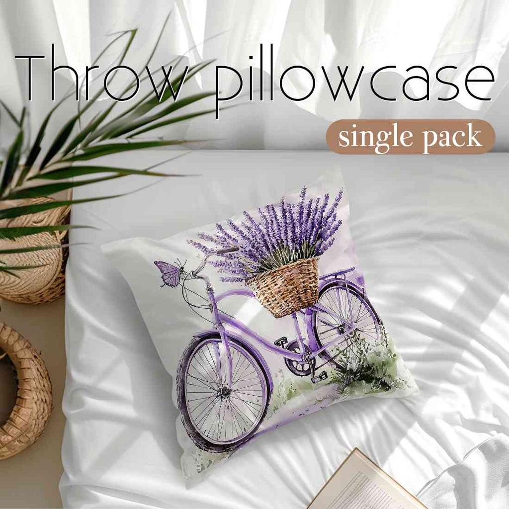 Heimdeko Bettwäsche Fantasie Lavendel Fahrradmuster Heimdeko Kissenbezug Wohnzimmer Sofa Polyester Kissenbezug