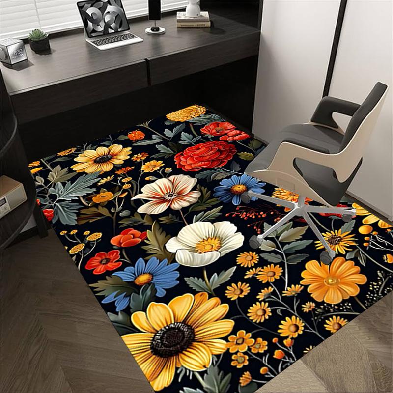 1PC Floral Pattern Extra Large Non Slip Floor carpet, Office, family, Studio Large Area Rug Indoor Rugs, Bold Statement Piece