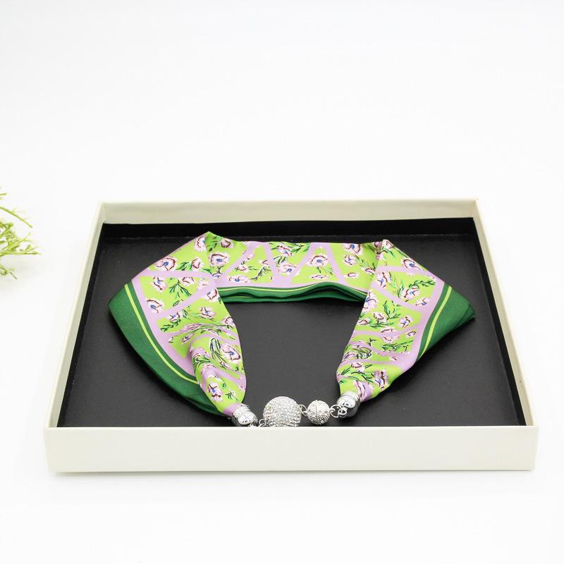 Magnetic Buckle Silk Scarf Necklace Summer Women'S Silk Scarf Pendant Simple Neck Protection Collarbone Fashion Thin Silk Scarf