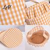 Festive Party Favor Holders Halloween Basket Plaid Ruffle Trick or Treat Candy Bucket with Handle Baskets for Kids Reusable Gingham Fabric
