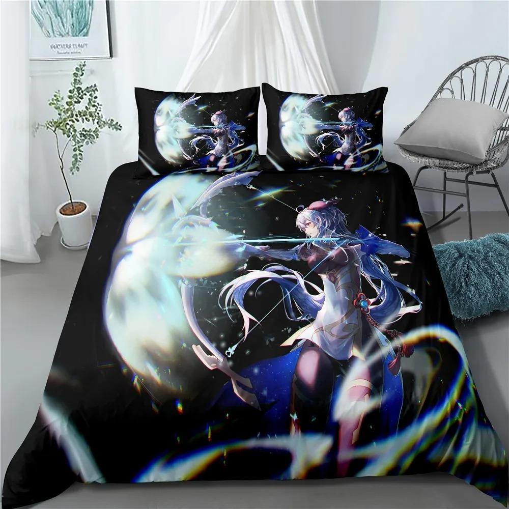 Genshin Impact Bedding Set Game Print Duvet Cover Quilt Soft Duvet Cover Sets Home Textile Queen King Size Girl Kids Room Decor