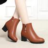 Women Platform Cotton Shoes Autumn Winter Velvet Thickened Luxury Solid Soft Leather Short Boots Warm High Heel Ankle Boots