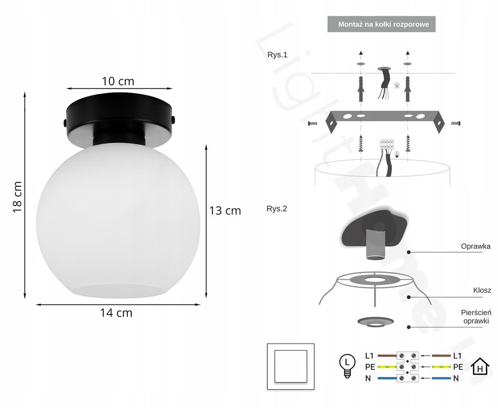 KLASICKÉ STROPNÍ SVÍTIDLO SKLENĚNÉ SVÍTIDLO Koule LED