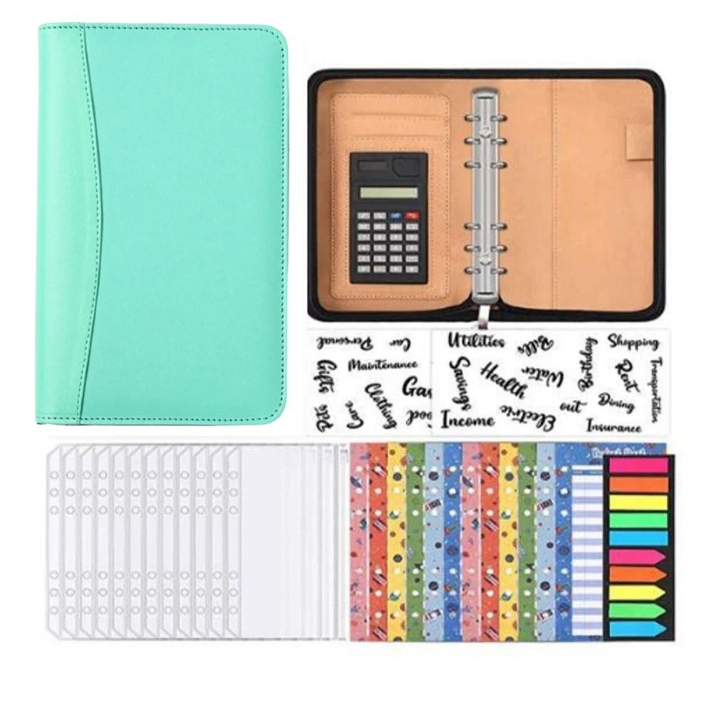 PU Leather Portfolio Binder Cover 6-Ring Business Notebook Loose Leaf Notebook  Conference Use