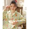Pajamas Women's Japanese Sweet Spring and Autumn Lapel Cotton Gauze Women's Long-sleeved Trousers Loungewear Set 11
