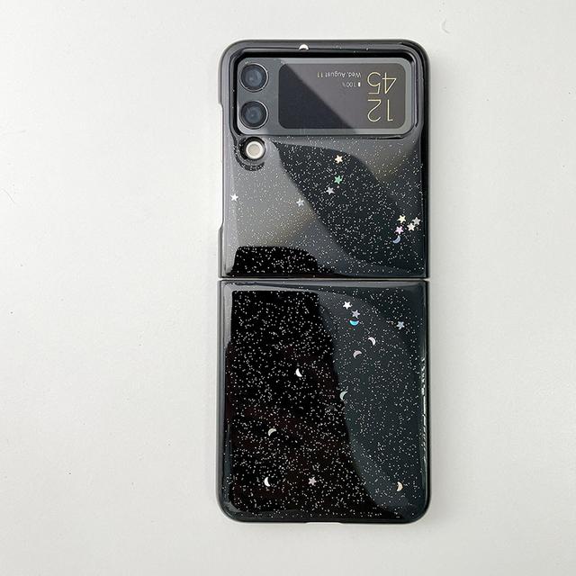 

Милый чехол для телефона с блестками и порошками для Samsung Galaxy Z Flip 3 5g, твердая задняя крышка с блестящими звездами и луной, пайетками For Samsung Z Flip 3