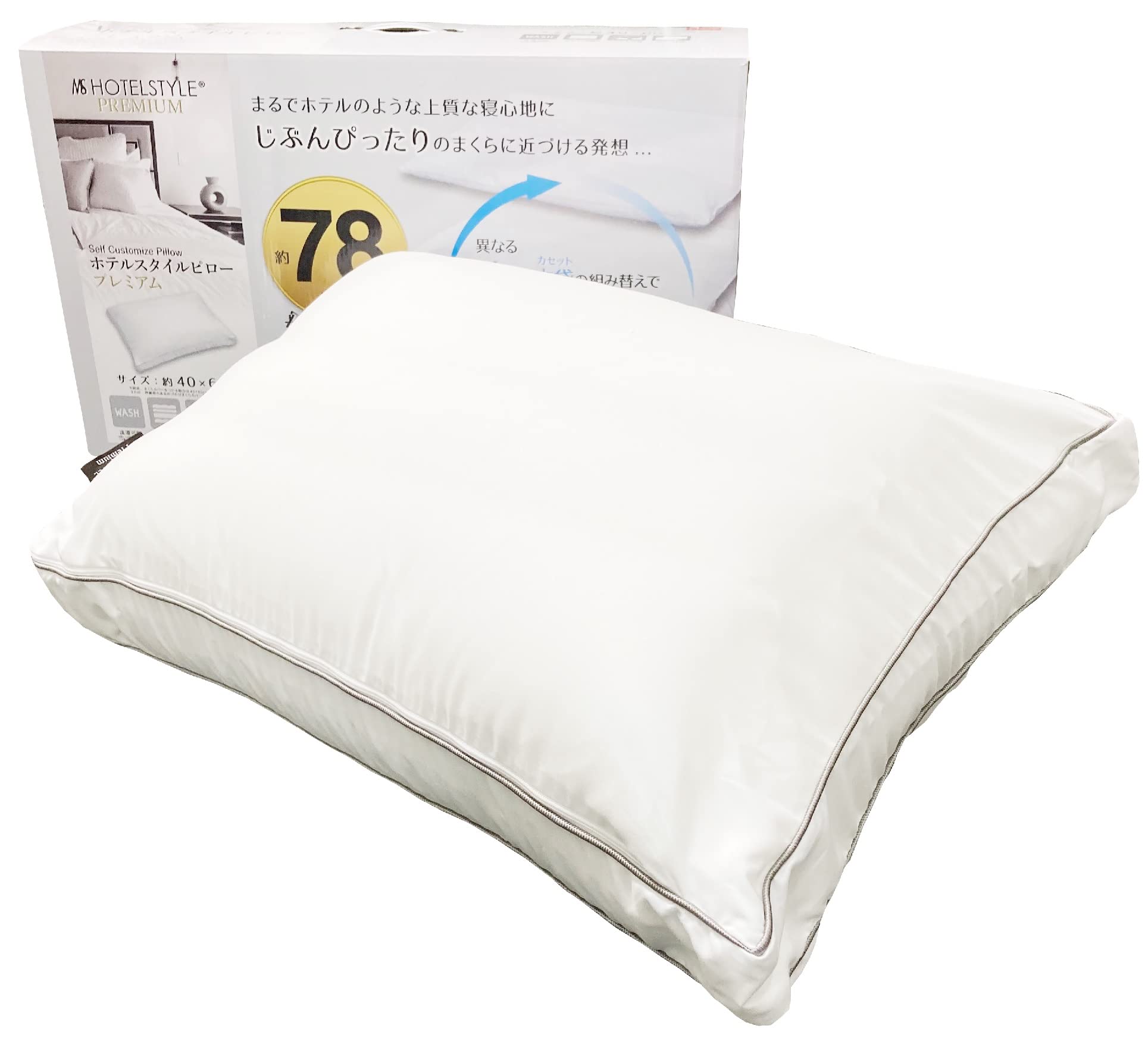 

MORIPiLO Hotel Style Premium Pillow: Choose Your Own Comfort with 78 Patterns, Side Sleeping Compatible, Adjustable Height, White, Approx. 43x63cm,