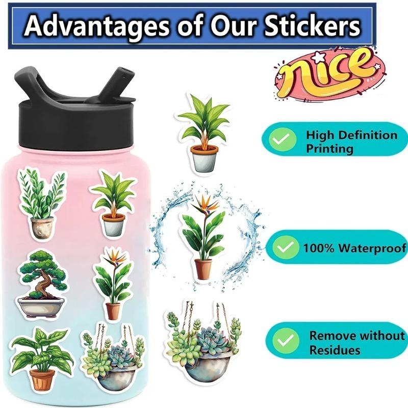 Cute Green Plant Stickers Cartoon DIY Decoration for Kids Fridge Notebook Bike Phone Suitcase Aesthetic Fun Craft Sticker