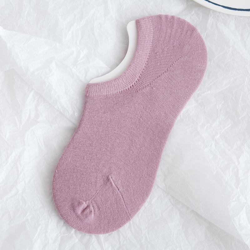 Ladies Spring and Summer Thin Lovely Trend Solid Color Breathable Invisible Cotton Socks
