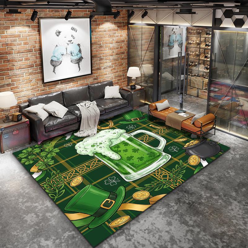 St.Patrick's Day cloverPattern Square Carpet,Area Rug,Carpet Rug for Living Room Bedroom Sofa Playroom Decor,Non-slip Floor Mat,Holiday Birthday Gifts