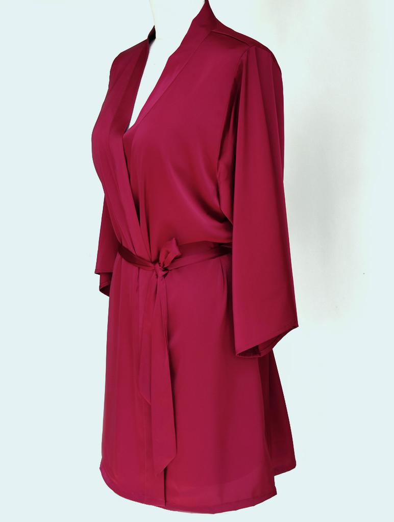 Single nightgown women's imitation silk cardigan spring and autumn new loungewear summer ice silk pajamas sexy kimono morning gown