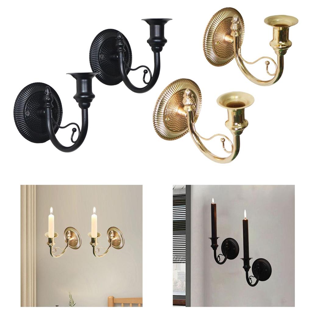 2 Pieces Candle Sconces Candlestick Holder Wall Mount Wall Decor Retro for Sticks Candles for Farmhouse Fireplace Dining Room