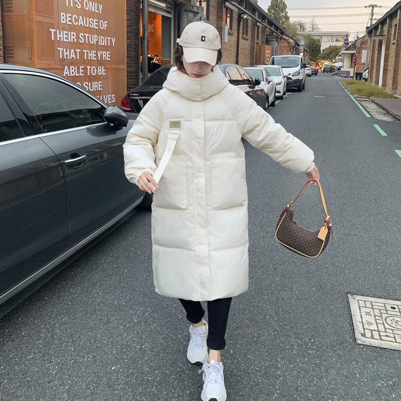 Down Cotton Coat for Women Loose 2025 Winter New Korean Thick Bread Coat Over Knee Preppy Style Coat