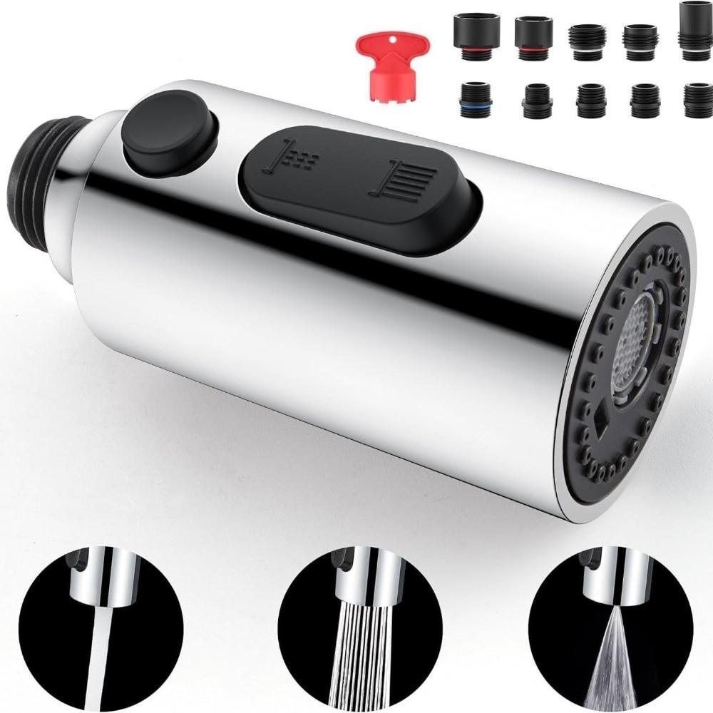 Durable ABS Kitchen Faucet Spray Head Water Saving Dual Function Faucet Head Replacement Brushed Nickel 3 Function