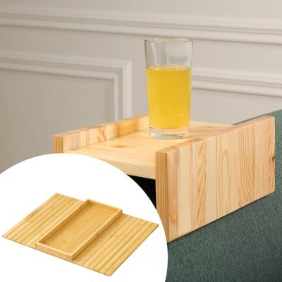Bandeja para reposabrazos de sofá con base antideslizante, Rectangular flexible plegable de madera para sofá, para postres, aperitivos
