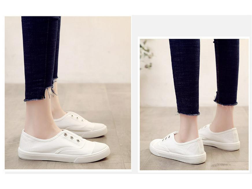2025 Women's Casual Slip-On Canvas Shoes - Versatile White Flats