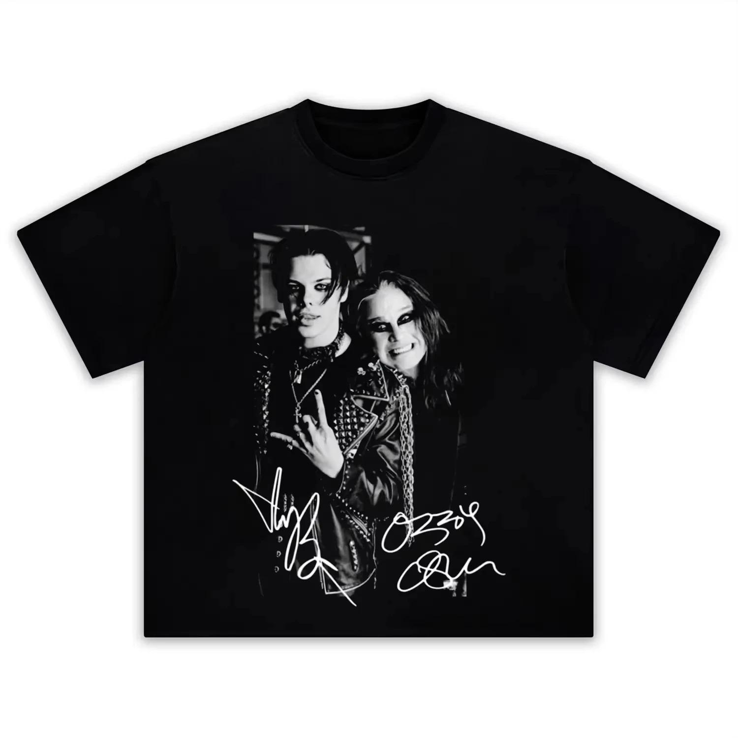 

YUNGBLUD & Ozzy Osbourne Graphics Cotton Tshirt Unisex 2026 Summer Fashion Retro Style Short Sleeve Unisex Shirt Streetwear M