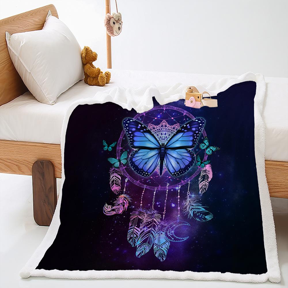 2D Digital Printed Cover Blanket Dream Catcher Animal Thickened Lamb Fleece Crystal Fleece Blanket
