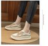 2024 Wiosna Damskie Białe Retro Buty Skate z Grubej Podeszwy ze Skóry Naturalnej - Wszechstronne, Płaskie, Casualowe Sneakersy Plus Size