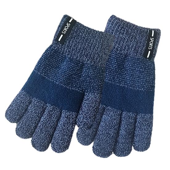 

1 Pair Knitted Gloves Well-fitted Breathable Splicing Color Soft Knitted Children Gloves for Autumn тёмно-синий