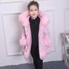 Christmas Winter Thick Warm Girls Leather Jacket Kids Soild Color Plush Stand Collar Hooded Coat