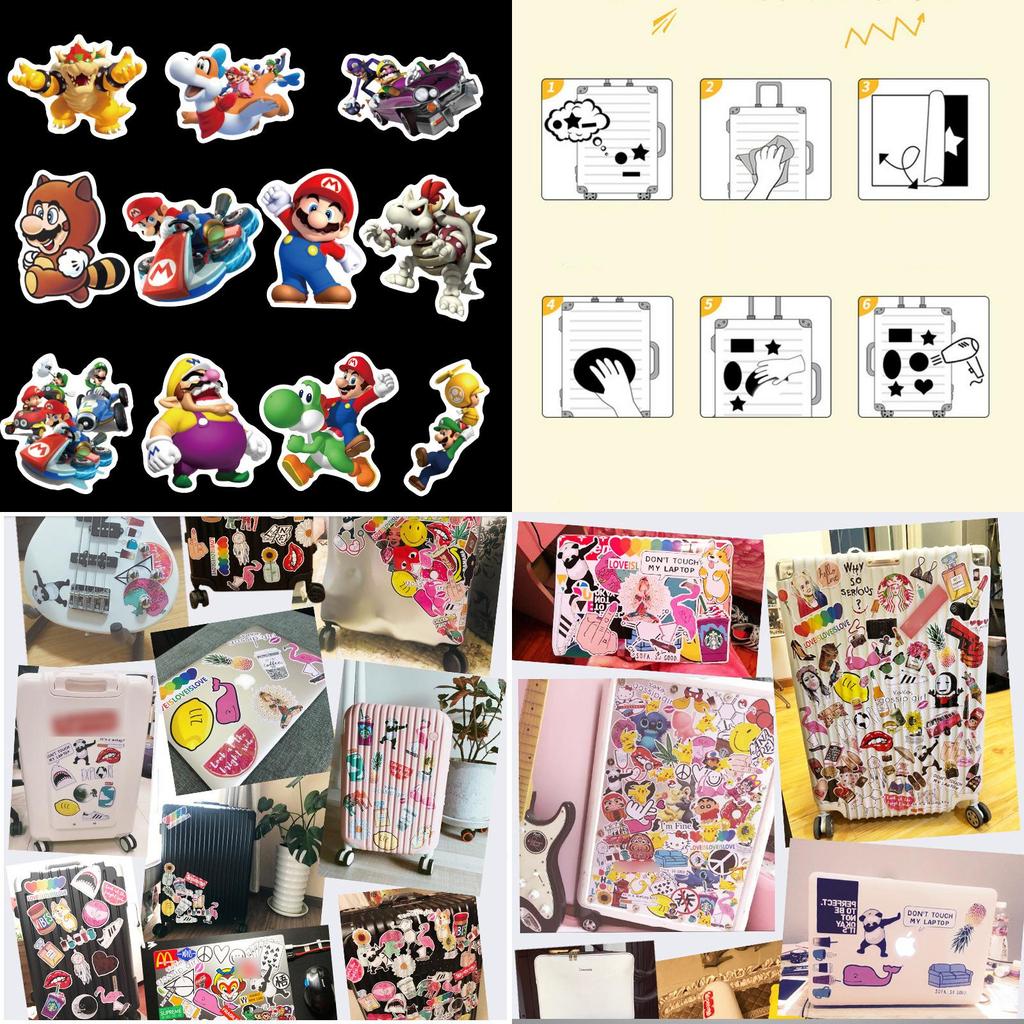 100 ks Super Mario Bros Princezna Kawaii Poznámkové Samolepky Odolné Voděodolné Sběratelské