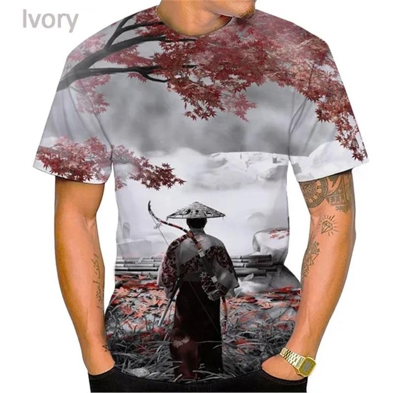 T-shirt Grafiche Calde Gioco Ghost Of Tsushima Stampa 3D Casual Manica Corta Magliette Stampa Integrale T-shirt Oversize Streetwear