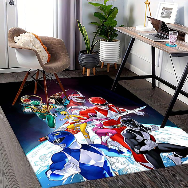 1 Stück Power Rangers Anime Cartoon Design Bürostuhlmatte Rutschfeste Teppichmatte für Heimdekoration, Wohnzimmer, Schlafzimmer, Spielzimmer - Perfektes Geschenk für Fans!T023
