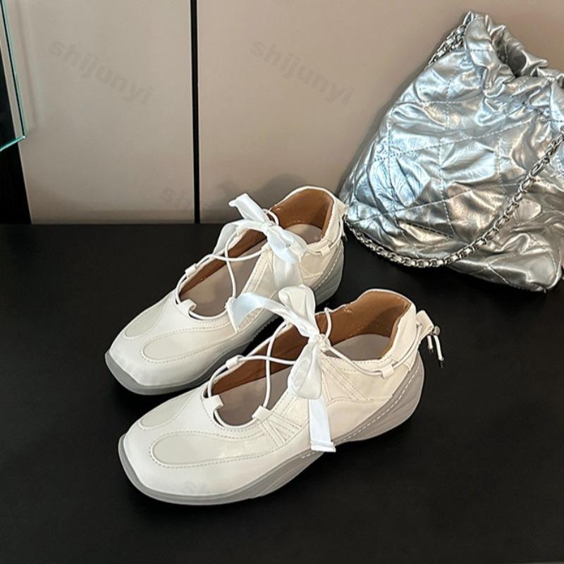 Fashion Niche Design Casual Ballet Style Sneakers Women's Summer  New Comfortable Thick Soled Height Increasing Single Shoes