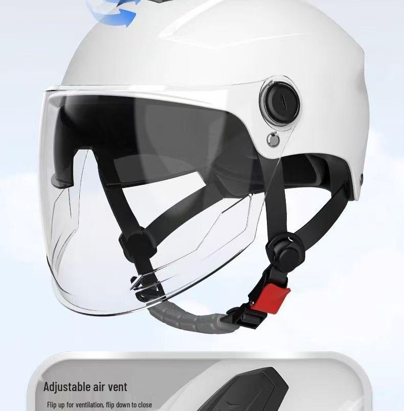 Durable Dual-Lens Motorcycle Half Helmet for Men & Women – Breathable, Sun-Protected, All-Season Safety
