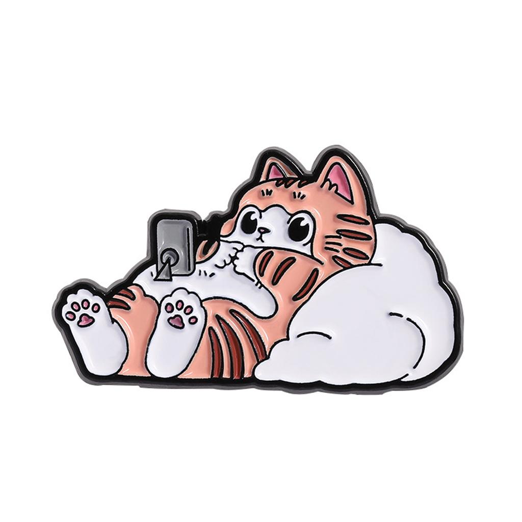 Playful Orange Cats Brooch Alloy Metal Animal Jewelry Accessory Clothing Accessories For Casual Outfits And Gift Giving