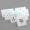 White 1 2 3 4 Gang Button Light Switch Panel Blue LED Indicator,UK Standard Wall Socket Universal Dual 3Pin USB C Power Outlet
